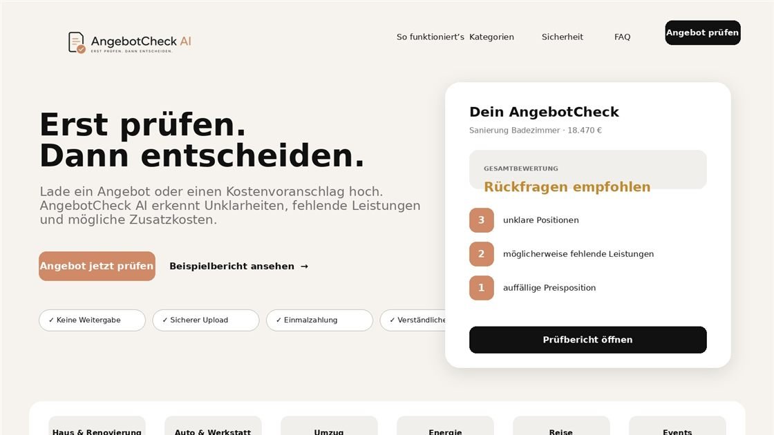 AngebotCheck – Produktansicht